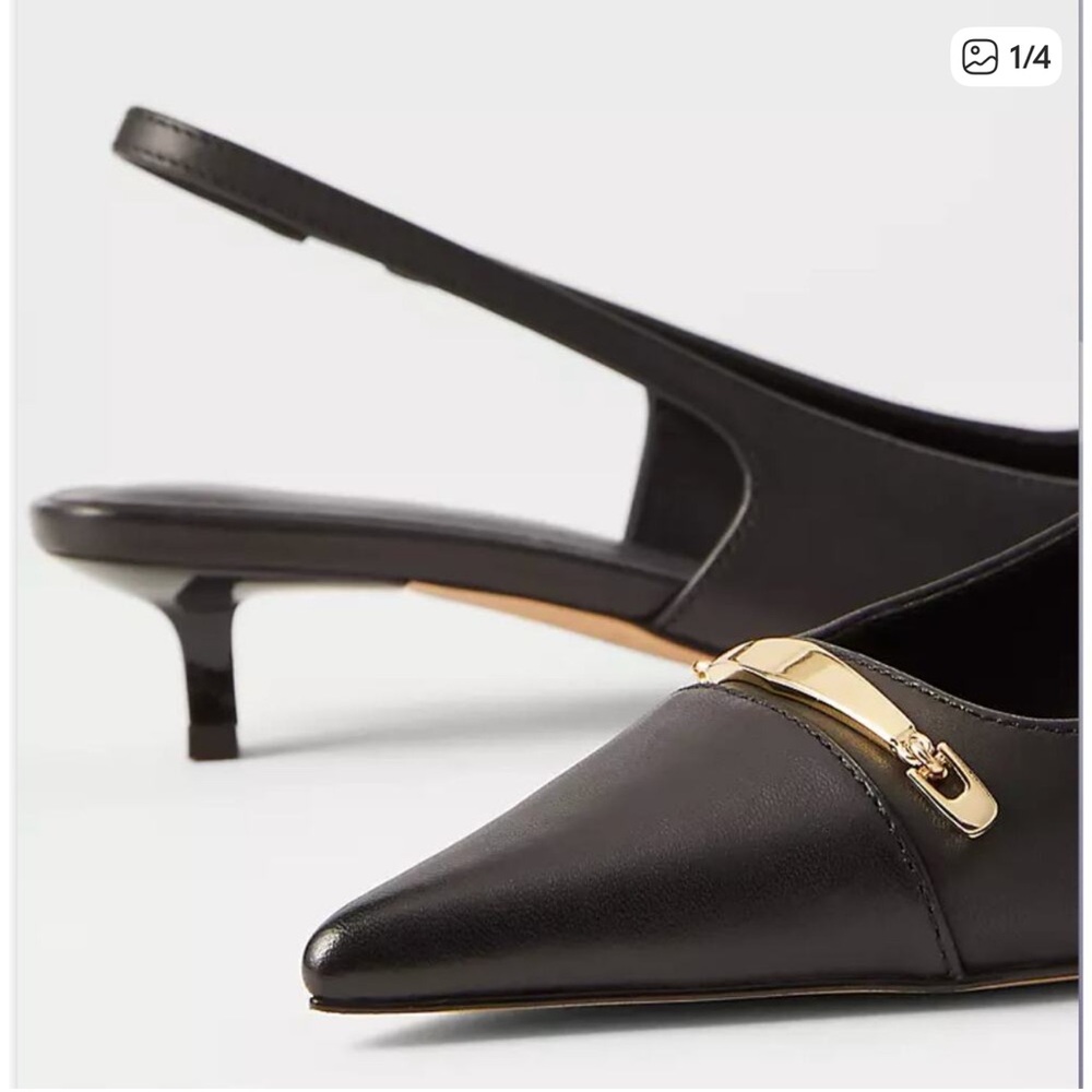 Ann Taylor Cap Toe Slingback Pumps - Black & Gold - Size 9M